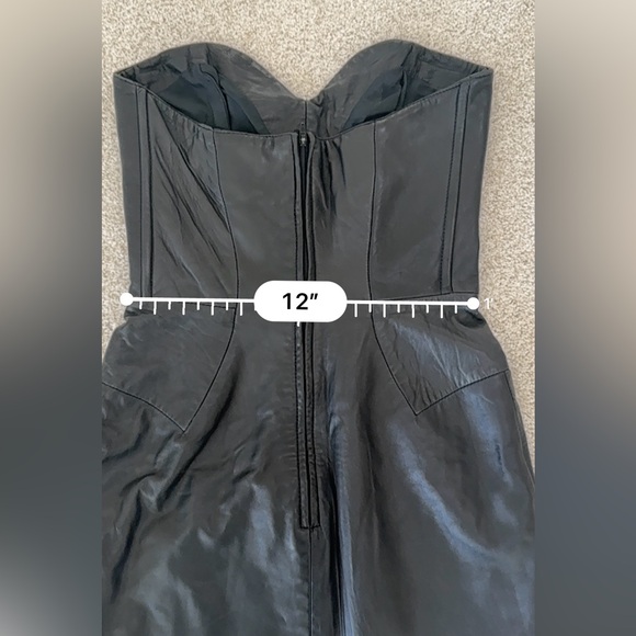 Scully VTG 80's Black Strapless Leather Dress - Picture 6 of 7